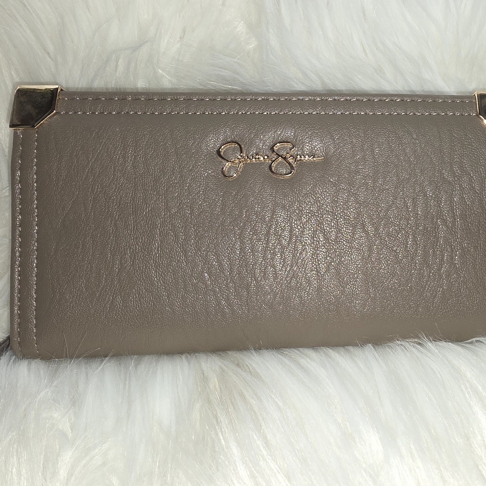 Jessica Simpson Taupe Wallet with Gold Accents